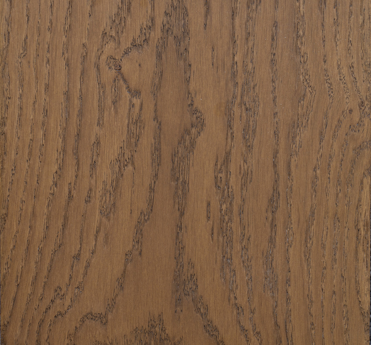 Bordeaux Oak sample, a dark warm European oak with a brushed grain and handmade bevel